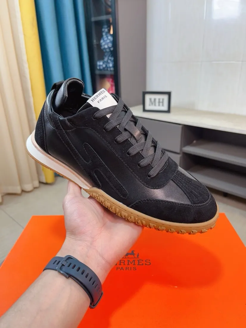 Men's shoes 💰480🌸🌸[HERMES] Hermès sneakers, the upper is made of calfskin and suede, imported materials, full of texture, the lightweight sole is decorated with contrasting patterns, creating a versatile fashion style. Size: 38-44, 45 customized